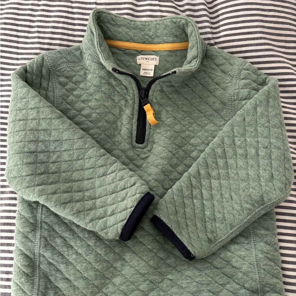 Crewcuts kids Zip-Up Quilted Sweatshirt in Green